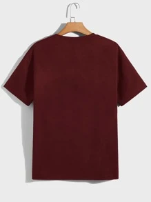 Manfinity Men Reflective Cartoon Graphic Tee - Burgundy - View 5