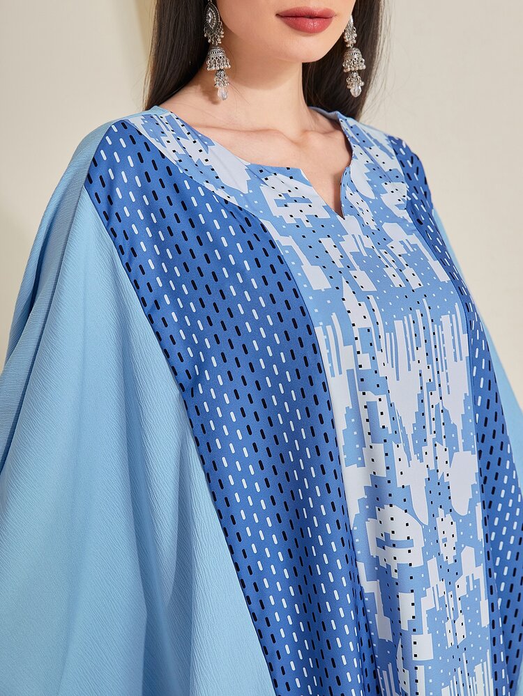 Graphic Print Batwing Sleeve Kaftan