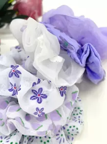 6pcs Floral Print Scrunchie Cute Hair Ties Ponytail Holders Hair Elastics Hair Rubber Bands Scrunchies Hair Rope Elastic Hair Tie