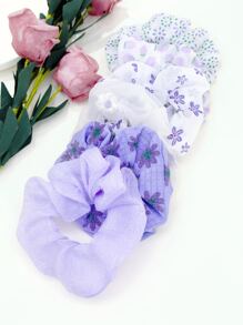 6pcs Floral Print Scrunchie Cute Hair Ties Ponytail Holders Hair Elastics Hair Rubber Bands Scrunchies Hair Rope Elastic Hair Tie