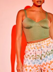 Hotel X 素色緊身吊帶 - 軍綠色 - 查看 4