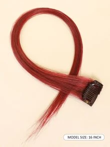 1pc Colored Straight Human Hair Extension Dark Red Color Clip Ins Hair Extensions - S350A - View 2