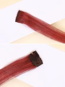 1pc Colored Straight Human Hair Extension Dark Red Color Clip Ins Hair Extensions - S350A - View 5