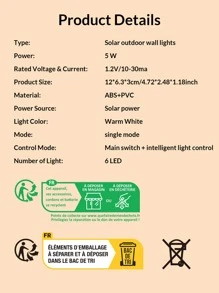 Hp-2107黑色梯形led壁燈,帶有6個led【1入組】 - 黃色 - 查看 5