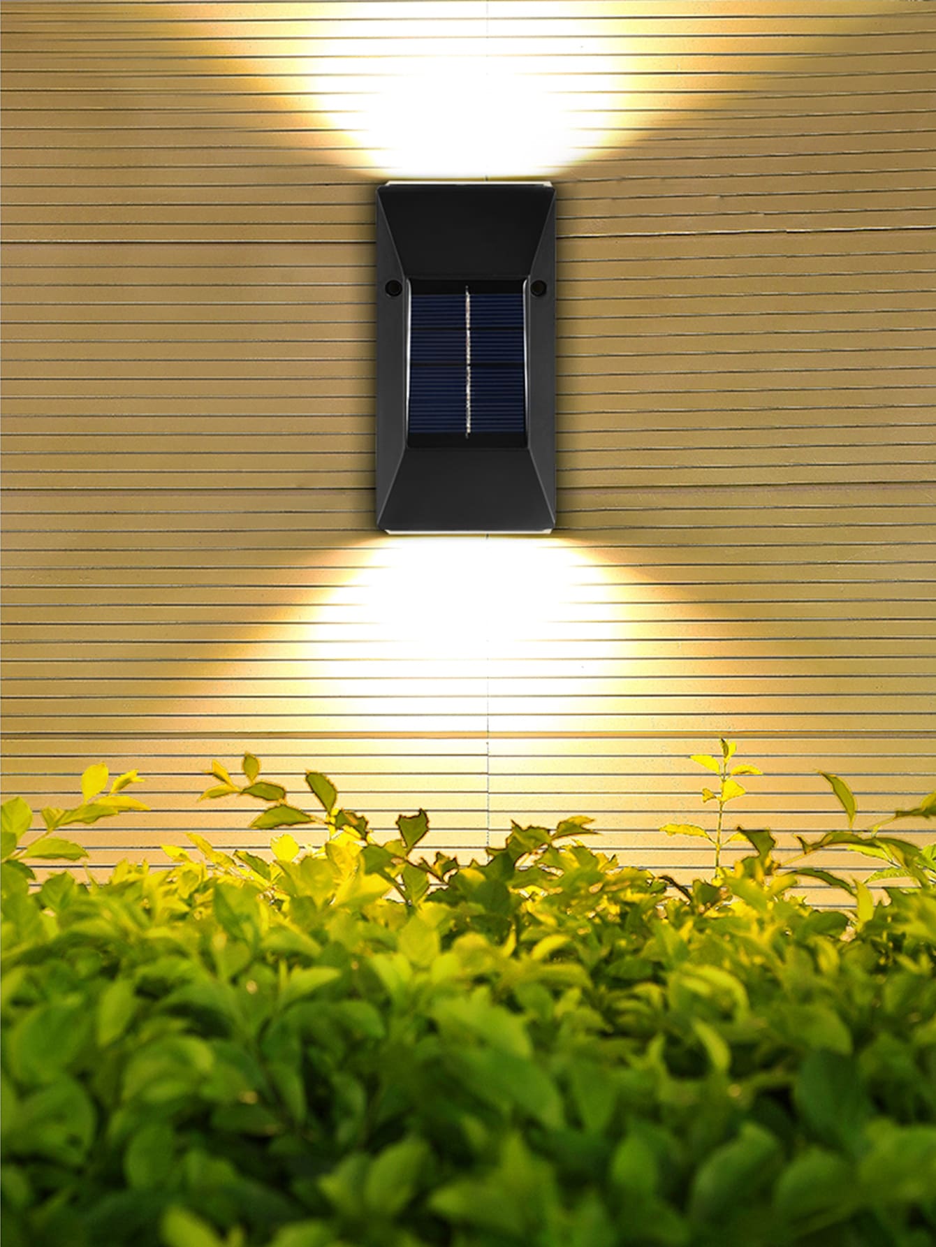2 piezas/set negro montado en la pared solar simple ABS con diseño geométrico lámpara para jardín - Amarillo - Ver 1