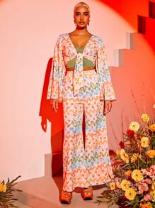 Hotel X 滿版印花腰部抽繩長褲 - 彩色 - 查看 4