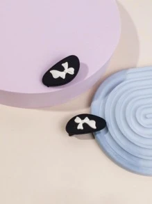 2 chiếc kẹp tóc trang trí hình con bướm - Đen và trắng - Xem 1