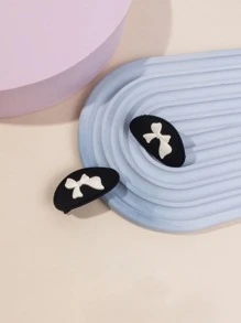 2 chiếc kẹp tóc trang trí hình con bướm - Đen và trắng - Xem 5