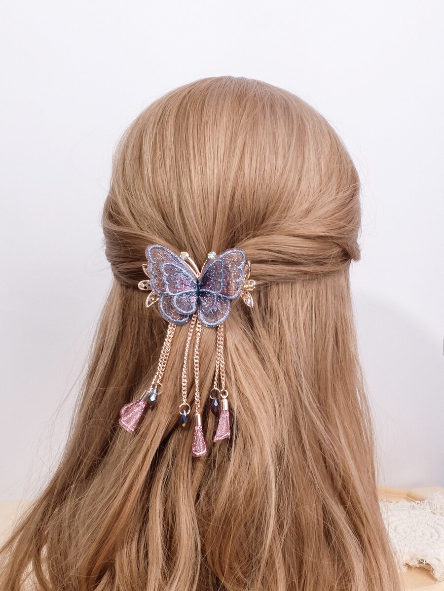 Garra de pelo con diseño de mariposa con diseño de mariposa - Morado - Ver 1