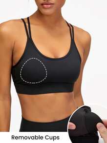 GLOWMODE FeatherFit™ Chất rắn Dải mỏng Bras thể thao - màu đen - Xem 6