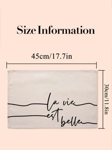 1pc Letter Graphic Place Mat, Fabric Rectangle Table Mate For Home