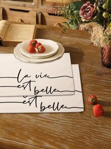 1pc Letter Graphic Place Mat, Fabric Rectangle Table Mate For Home