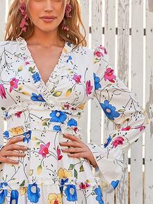 Missord 印花荷葉袖荷葉邊洋裝 - 彩色 - 查看 6