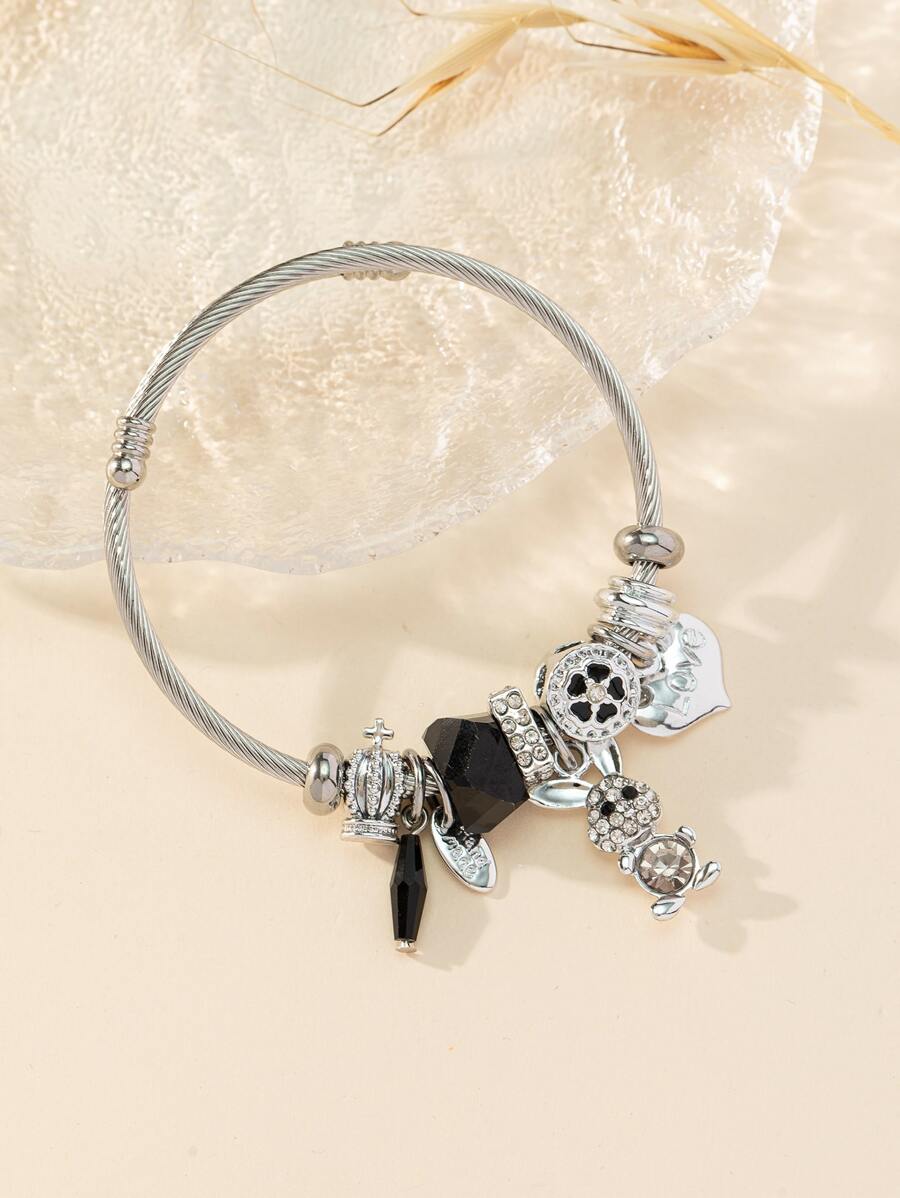 Rhinestone Rabbit Charm Bangle | SHEIN USA