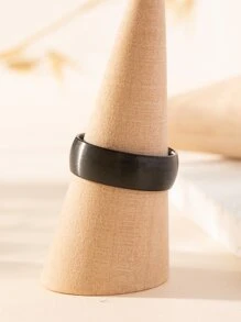 極簡素色戒指 - 黑色 - 查看 2