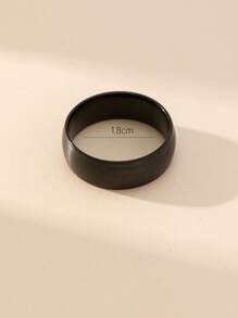 極簡素色戒指 - 黑色 - 查看 3