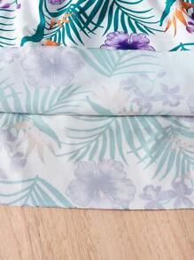 Toddler Girls Tropical Print Ruffle Hem Smock Dress - White - View 5