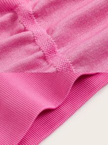 2 piezas Traje de Yoga Pilates a rayas con cremallera y sujetador acolchado con tapeta y mallas con control de barriga - Lila Púrpura - Ver 4