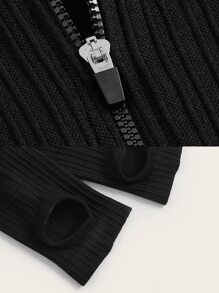 Easithlete Zip Up Thumb Hole Sports Jacket - Black - View 5