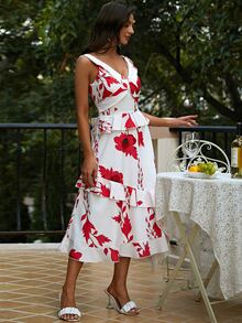 Missord Rochie cu tiv cu volane cu imprimeu floral