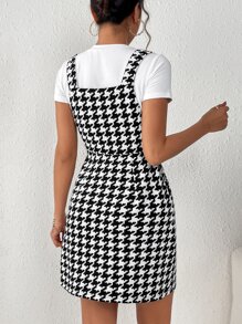 SHEIN Essnce Đầm Túi răng cưa Giải trí - Đen và trắng - Xem 2