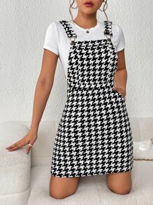 SHEIN Essnce Đầm Túi răng cưa Giải trí - Đen và trắng - Xem 6