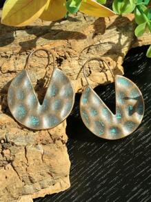 Pendientes de aro con textura con diseño geométrico - Bronce - Ver 1