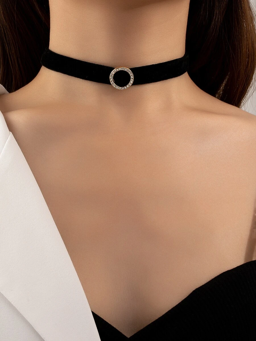 Rhinestone Round Decor Choker - Multicolor - View 1