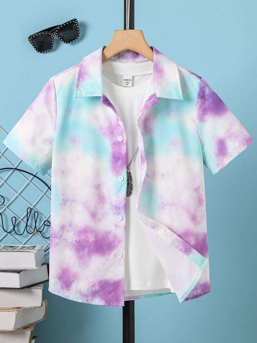 男孩紮染襯衫不帶T恤