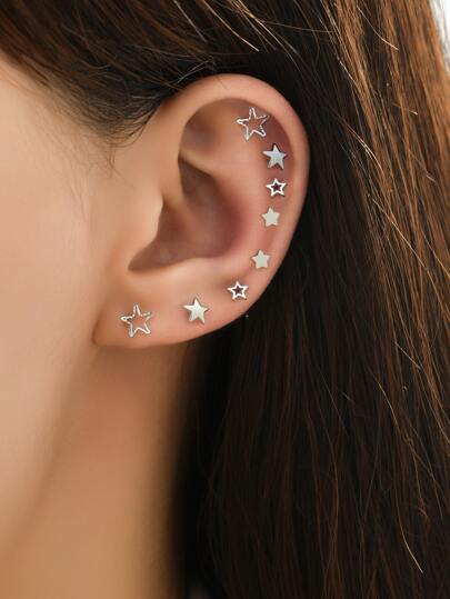 8pcs/set Star Decor Earring