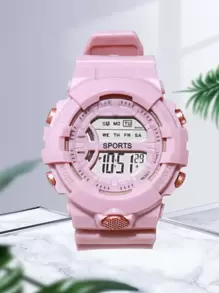 圓形錶盤電子錶 - 粉色 - 查看 1