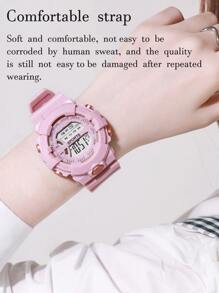 圓形錶盤電子錶 - 粉色 - 查看 3