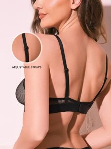 WINGSLOVE Sheer Mesh Triangle Bra - Black - View 2
