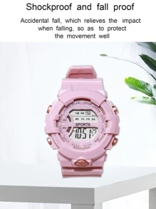 圓形錶盤電子錶 - 粉色 - 查看 4