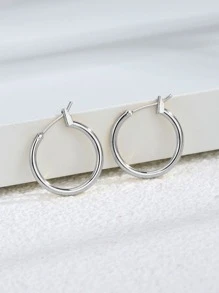 Charm-In 1入組簡約圈形耳環簡約圈形耳環圈形耳環簡約設計適合女士女孩派對節日禮物創意銅首飾 - 銀色 - 查看 1