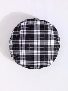 SHEIN 女孩小熊印花T恤和格紋腰帶半身裙和配件帽 - 黑與白 - 查看 4