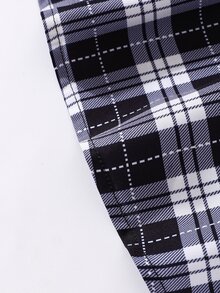 SHEIN 女孩小熊印花T恤和格紋腰帶半身裙和配件帽 - 黑與白 - 查看 6