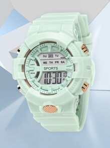 Đồng hồ điện tử tròn rắn - màu xanh lá - Xem 1