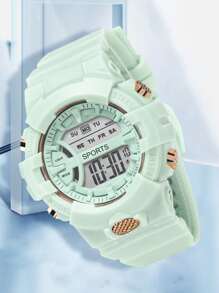 Đồng hồ điện tử tròn rắn - màu xanh lá - Xem 2