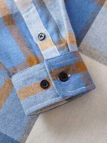 NITAGUT Men Plaid Patched Pocket Shirt - Blue and White - View 3