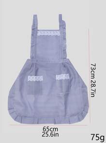 Stain Resistant Gingham Lace Panel Apron, Cooking & Baking Supplies - Blue - View 4