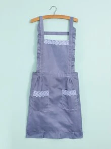 Stain Resistant Gingham Lace Panel Apron, Cooking & Baking Supplies - Blue - View 6