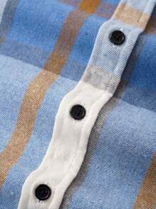NITAGUT Men Plaid Patched Pocket Shirt - Blue and White - View 5
