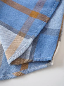 NITAGUT Men Plaid Patched Pocket Shirt - Blue and White - View 6