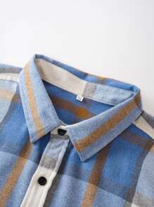 NITAGUT Men Plaid Patched Pocket Shirt - Blue and White - View 7