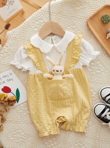 女婴休闲风格连体衣，带娃娃 2 合 1 设计 - 彩色 - 查看 1