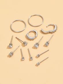 13 bông tai đính đá - Bạc - Xem 2