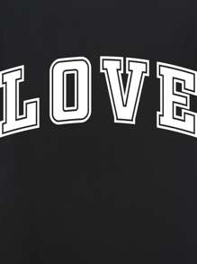 SHEIN EZwear Camiseta con estampado de letra - Negro - Ver 3