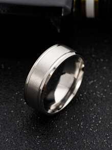 Nam giới thời trang và phổ biến Nhẫn tối giản bằng thép không gỉ để làm quà tặng trang sức và cho vẻ ngoài sành điệu - Bạc - Xem 2