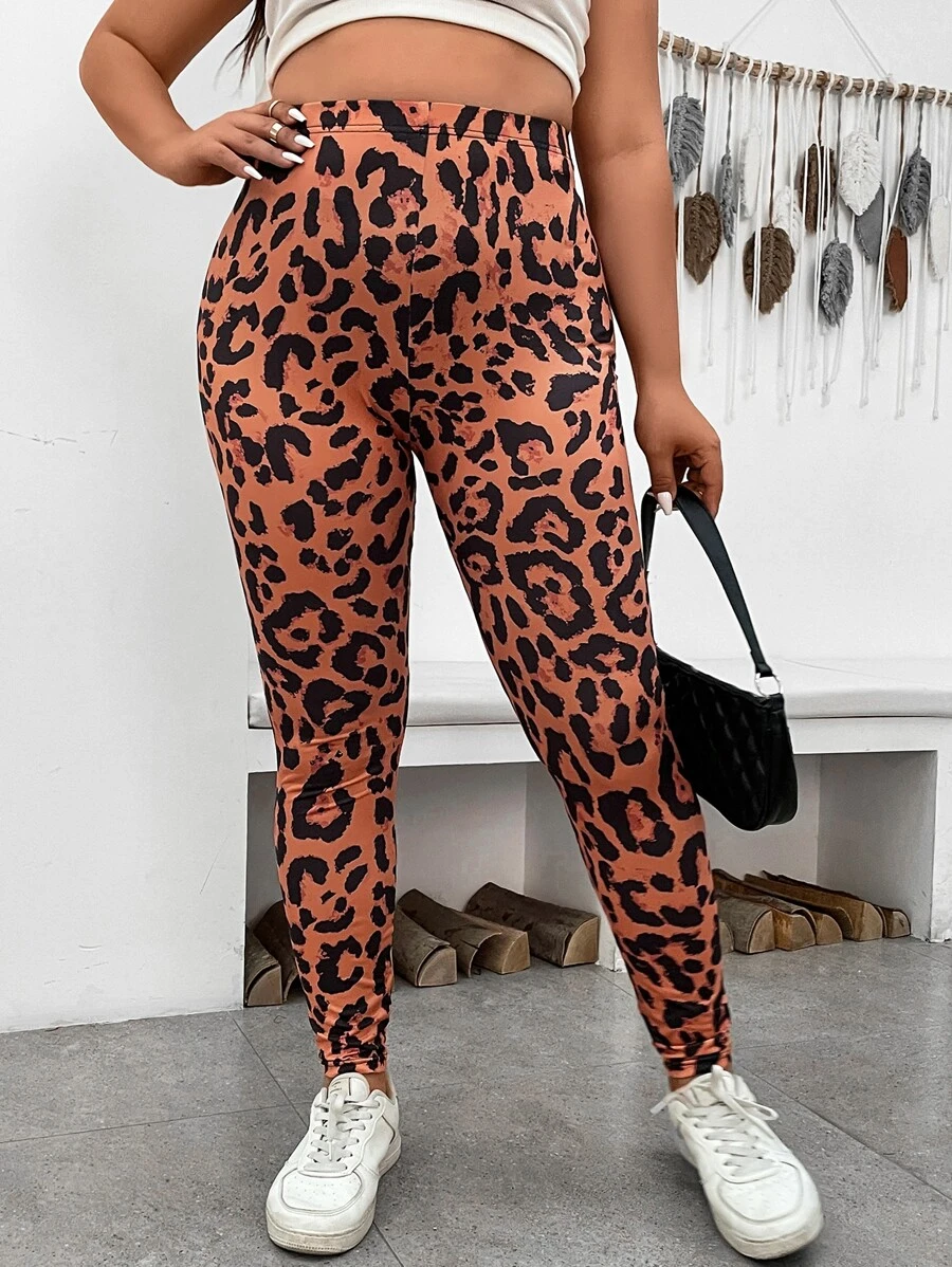 Calvaya Plus Leopard Print Leggings - Multicolor - View 1